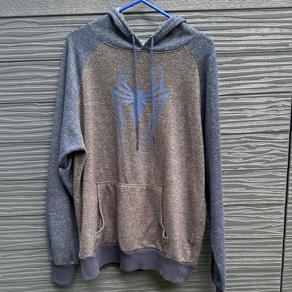Marvel Gray and Blue Spider Emblem Hoodie - Picture 1 of 4